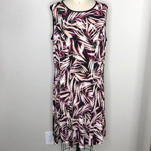 Lane Bryant Pink Black Sleeveless Palm Print Dress, 18/20